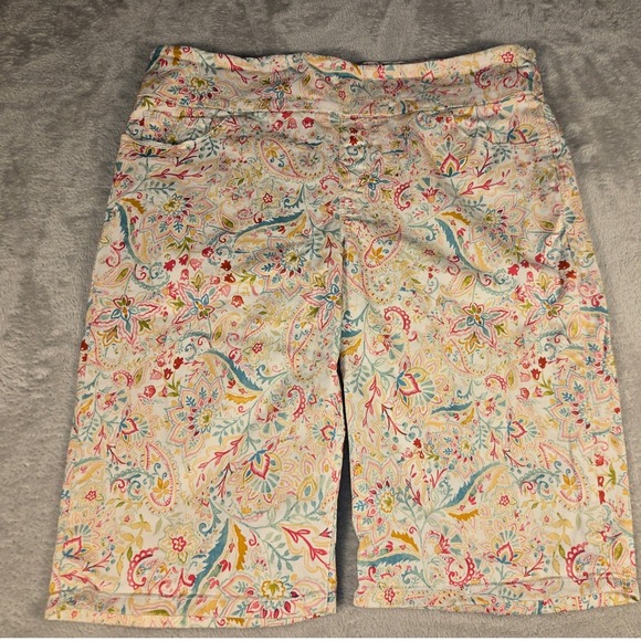 Bandolino Pants - Bandolino Theadora Capri Pants Womens 14 Multicolor Paisley Floral Crop Trousers